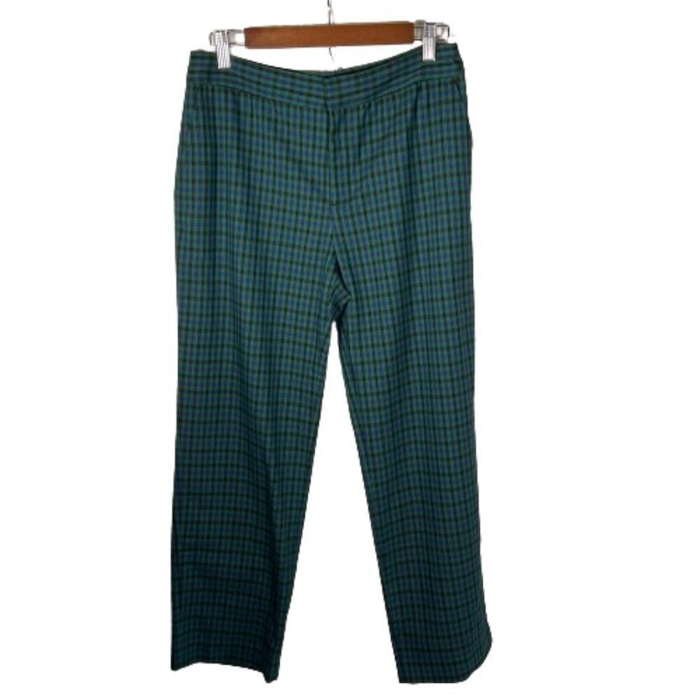 NEW Draper James Womens Plaid Ankle Pants Size 6 Green Dark Academia Preppy